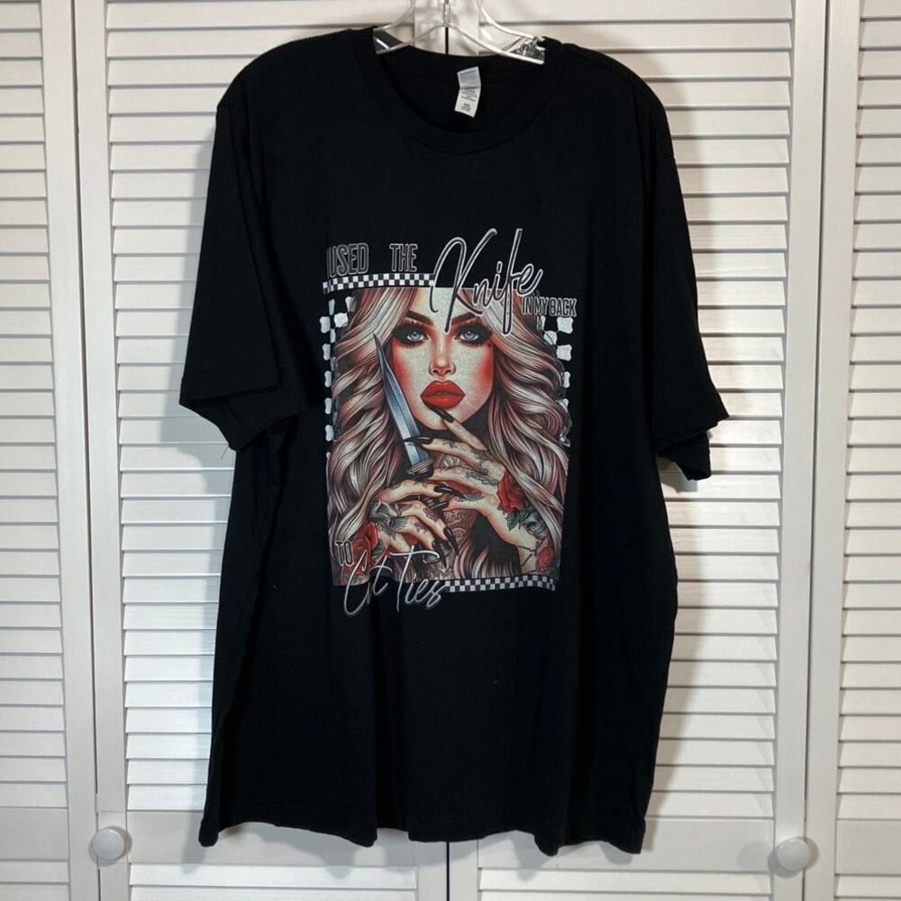 Lane Seven Black Graphic Short Sleeve Adult T-shirt 2XL